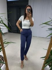Gk Wool Effect Zr Model Indigo Trousers