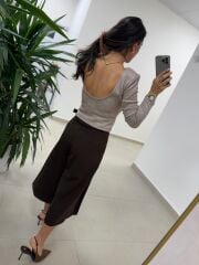 Bb 30568 Sırt Dekolteli Vatkalı Vizon Triko Bluz