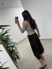 Bb 30568 Sırt Dekolteli Vatkalı Vizon Triko Bluz