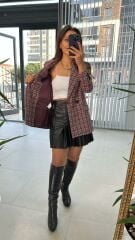 Burgunderfarbene Übergangsjacke aus Tweed