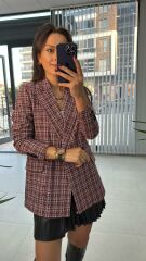 Bordo Geçişli Tüvit Ceket