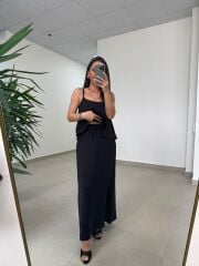 Fp 51165 Siyah Askılı Bluzlu Etek Takım