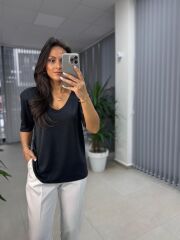 Cr 5004 Antrasit Modal Vatkalı Bluz