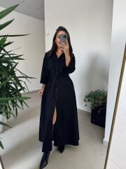 Dr 8549 Tasarım Siyah Denim Gömlek Elbise