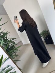 Dr 8549 Tasarım Siyah Denim Gömlek Elbise