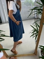 Dr 2659 Tasarım Beyaz Kısa Kol Düğmeli Denim Elbise