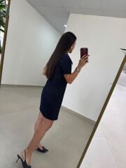 Ms 45 Metalik Silver Yaka Detaylı Fermuarlı Denim Elbise