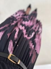 Mc 5090 Siyah Mor Plisoley Kruvaze Elbise