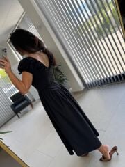 Bb 29957 Siyah Fisto Detaylı V Yaka Elbise