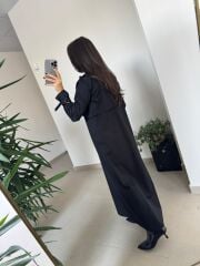 Dr 8556 Tasarım Siyah Kol Kemerli Elbise