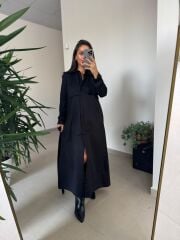 Dr 8556 Tasarım Siyah Kol Kemerli Elbise