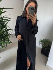 Dr 8556 Tasarım Siyah Kol Kemerli Elbise