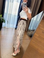 Km 4975 Krem Baskılı Etek