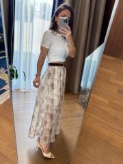 Km 4975 Krem Baskılı Etek