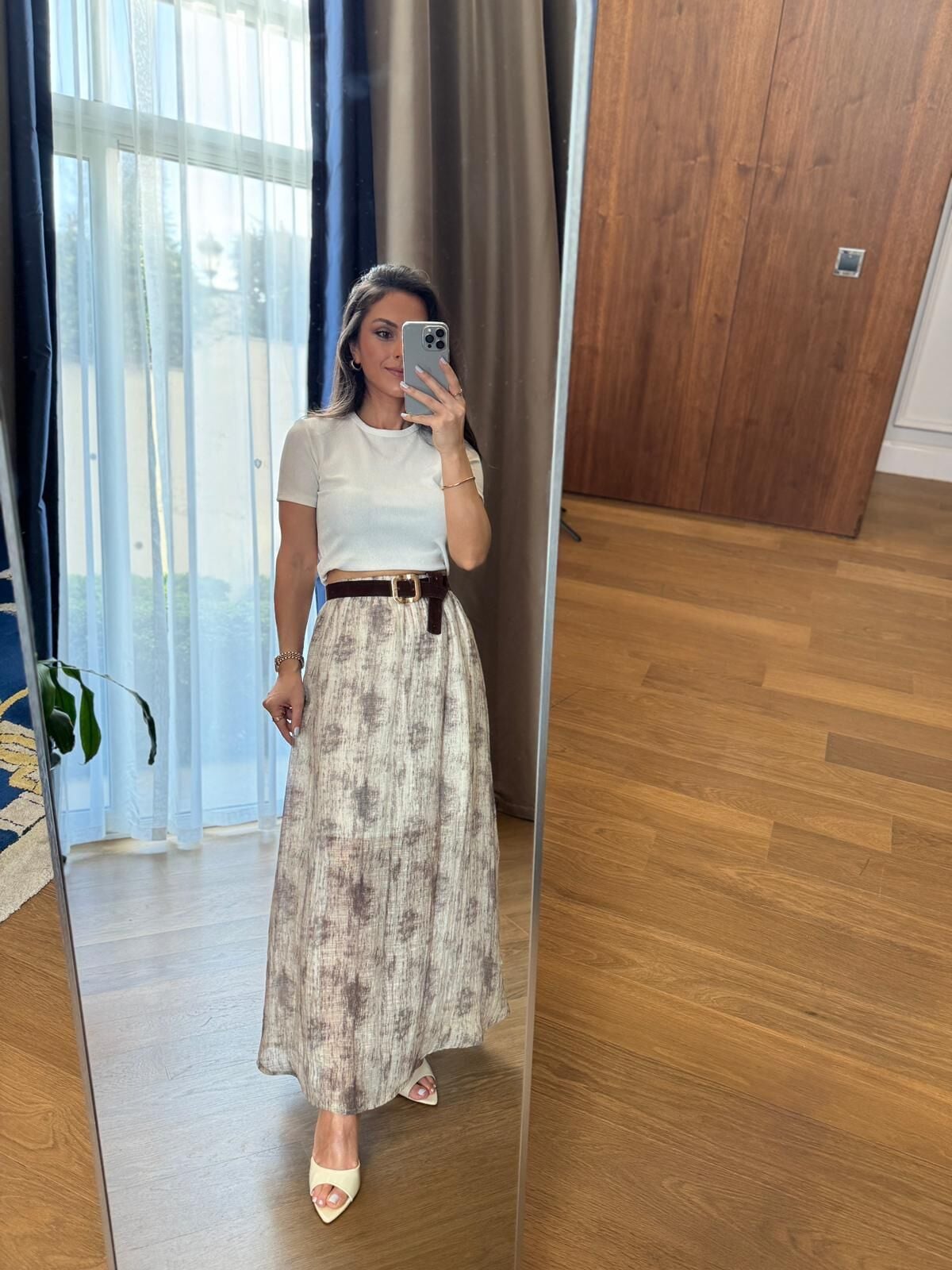 Km 4975 Krem Baskılı Etek