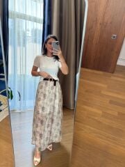 Km 4975 Krem Baskılı Etek