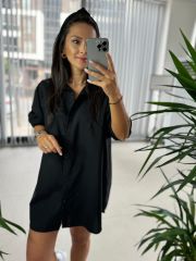 Gk Oversize Siyah Gömlek