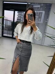 Light Gri Saç Örgü Kazak