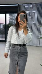 Light Gri Saç Örgü Kazak