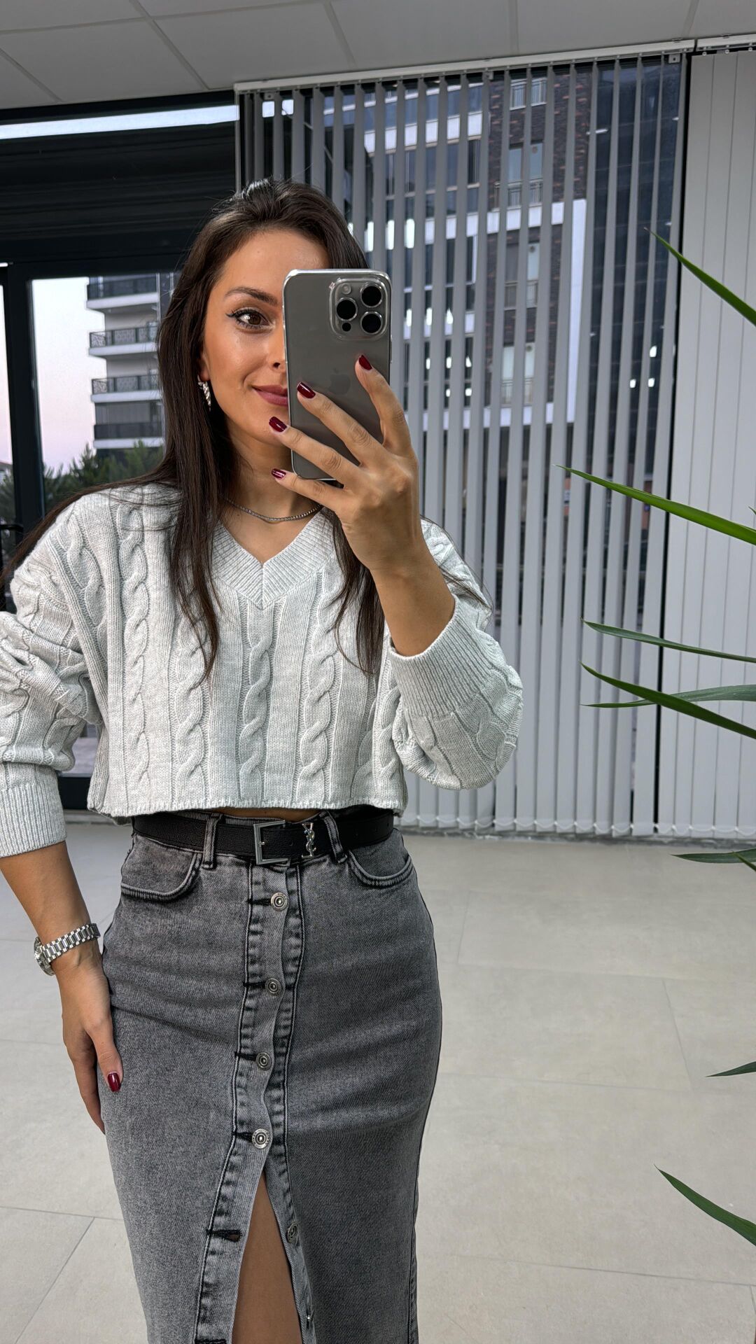 Light Gri Saç Örgü Kazak