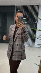 Foo Pudra Siyah Kareli Blazer Ceket