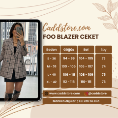 Foo Pudra Siyah Kareli Blazer Ceket