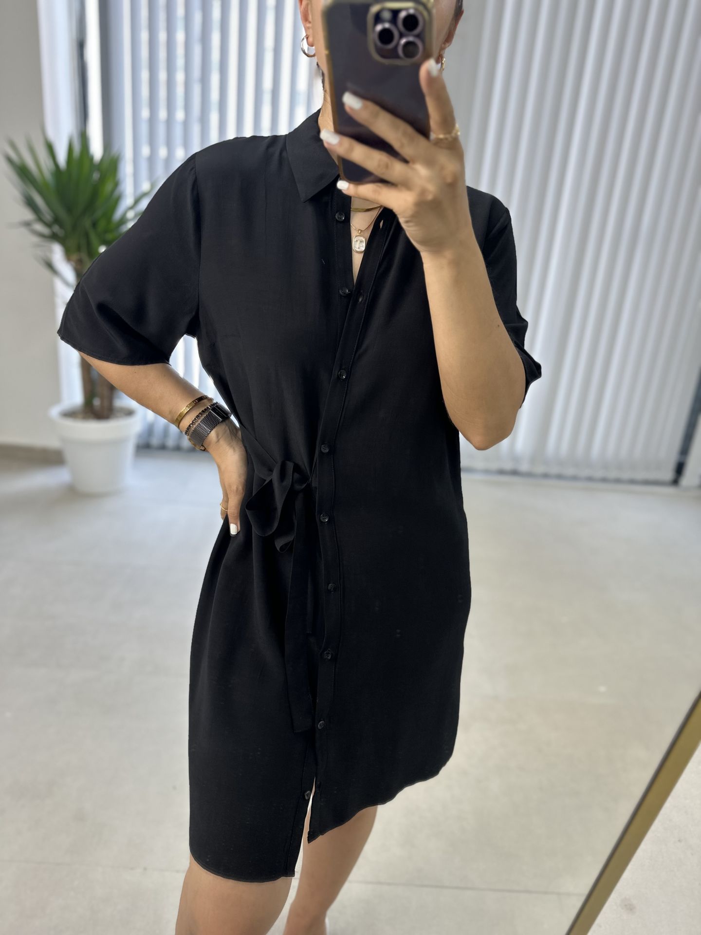 Siyah tasarım Gömlek Elbise