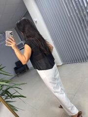 orj. Marka Siyah Transparan Bluz