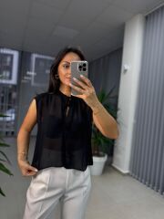 orj. Marka Siyah Transparan Bluz