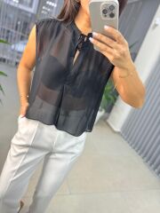 orj. Marka Siyah Transparan Bluz