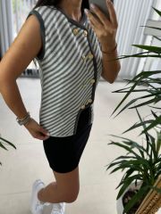 Massi Gri Gold Düğmeli Yelek