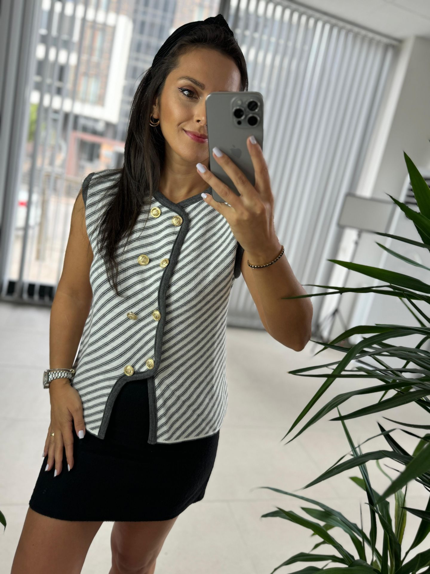 Massi Gri Gold Düğmeli Yelek