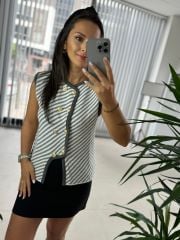 Massi Gri Gold Düğmeli Yelek