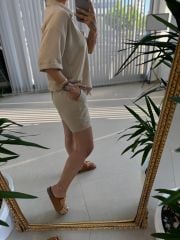 Zr Model Floş Keten Vizon Takım