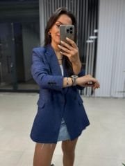Foo İndigo Blazer Ceket XL