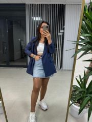 Foo İndigo Blazer Ceket XL