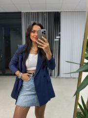 Foo İndigo Blazer Ceket XL