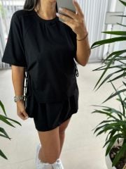 Dr Siyah Yan Bağlamalı tasarım Sweat