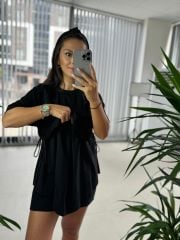 Dr Siyah Yan Bağlamalı tasarım Sweat