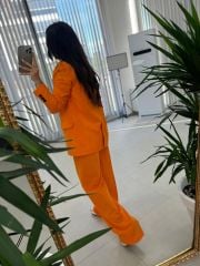 Foo Turuncu Keten Blazer Ceket