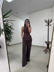 Fp 9629 Bitter Gold Düğmeli Yelek Takım