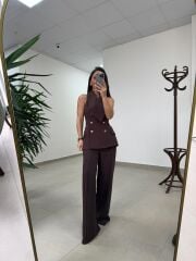 Fp 9629 Bitter Gold Düğmeli Yelek Takım