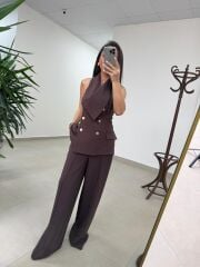 Fp 9629 Bitter Gold Düğmeli Yelek Takım