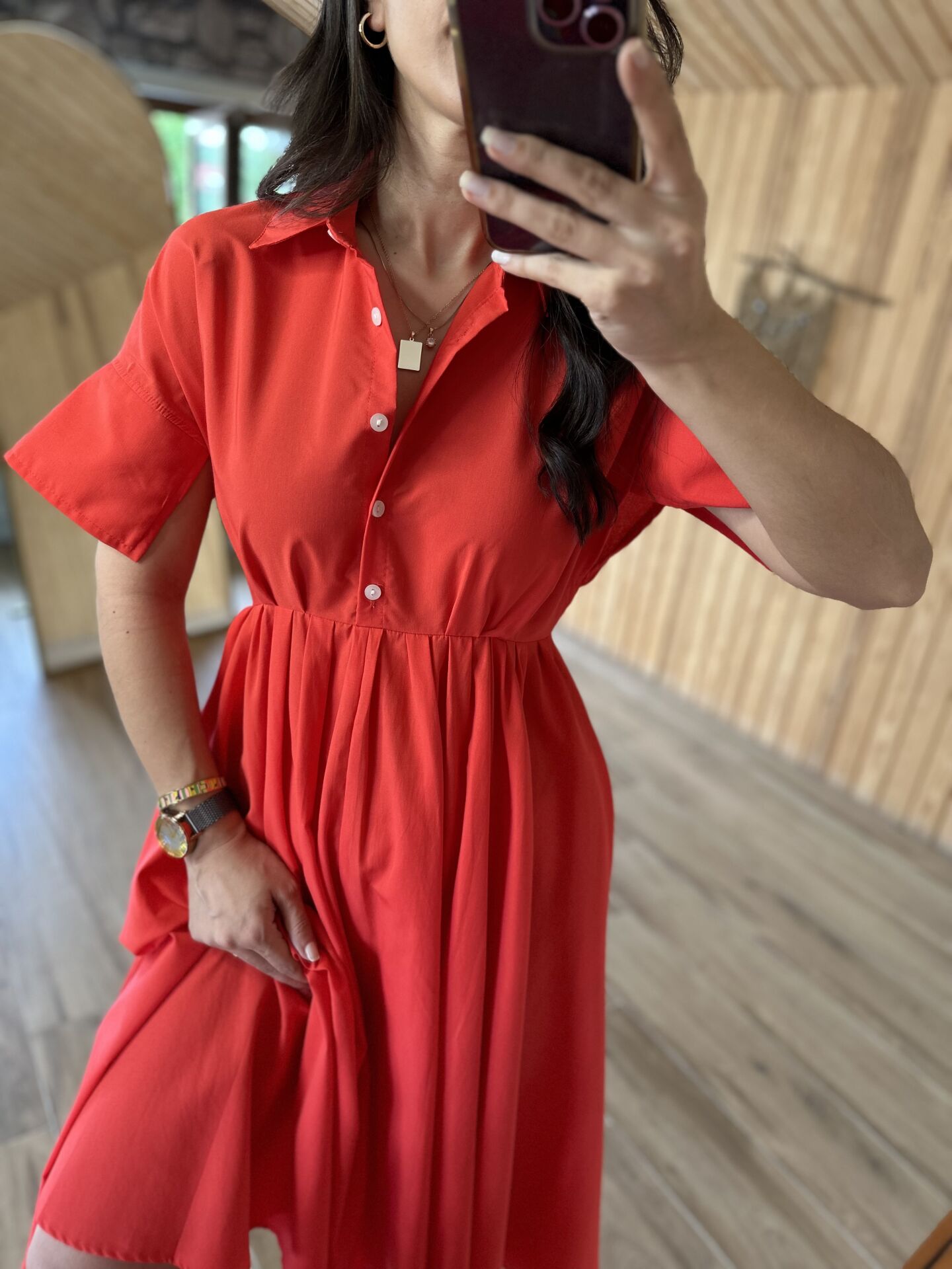 Narçiçeği poplin kloş elbise