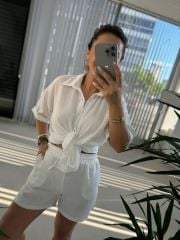 Zr Model Floş Keten Beyaz Takım