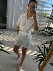 Zr Model Floş Keten Beyaz Takım