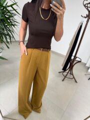 İv 26104 Varaklı Yaka Biyeli A. Kahve Tişört