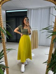 Orj.Marka Kare Yaka Haki Crop