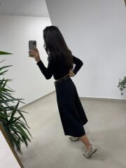 Dv 31401 Bel Drape Detaylı Siyah Bluz