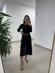 Dv 31401 Bel Drape Detaylı Siyah Bluz